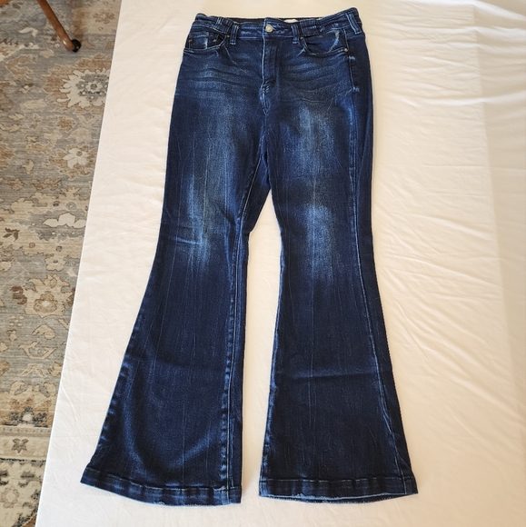 KanCan Dark Blue Flare Jeans - Picture 1 of 7